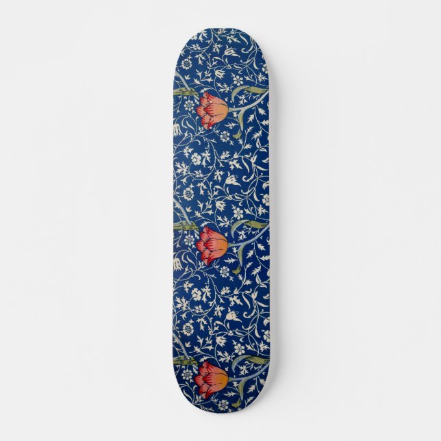 William Morris Medway Blue Floral Skateboard (Vorne)