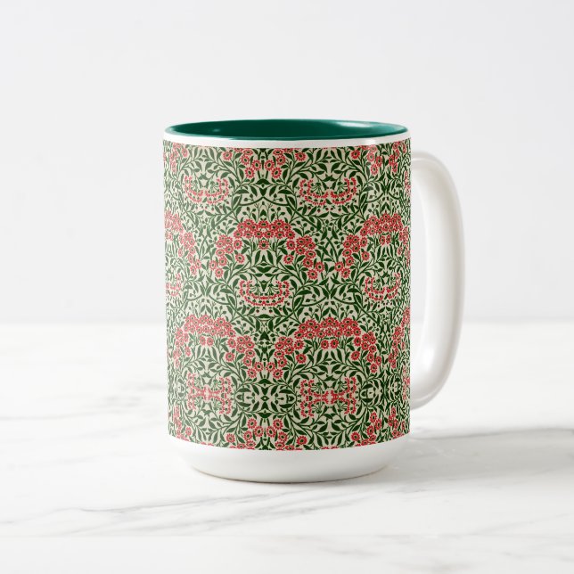 William Morris Michaelmas Daisy Blume Pink Green Zweifarbige Tasse (VorderseiteRechts)