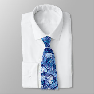 William Morris mit Blumen, Kobalt-Blau und Weiß Krawatte