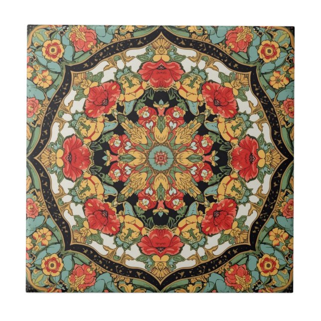 William Morris Mohn Blumen Kunst Neue Kunst Muster Fliese (Vorderseite)