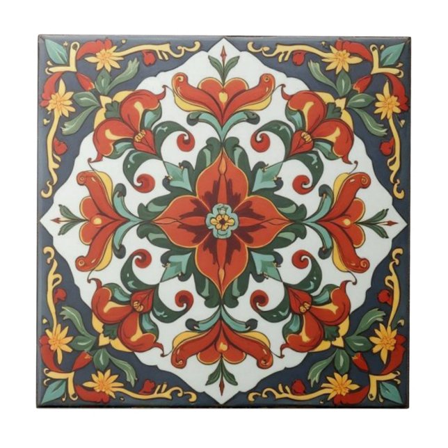 William Morris Mohn Blumen Kunst Neue Kunst Muster Fliese (Vorderseite)