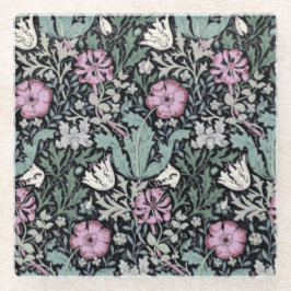 William Morris Mohn Botanical viktorianische Tapet Glasuntersetzer