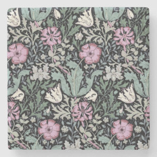 William Morris Mohn Botanical viktorianische Tapet Steinuntersetzer