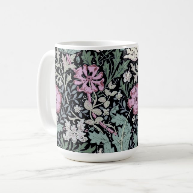William Morris Mohn Botanical Viktorianisches Tape Kaffeetasse (Vorderseite Links)