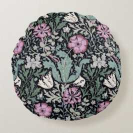 William Morris Mohn Botanical Viktorianisches Tape Rundes Kissen