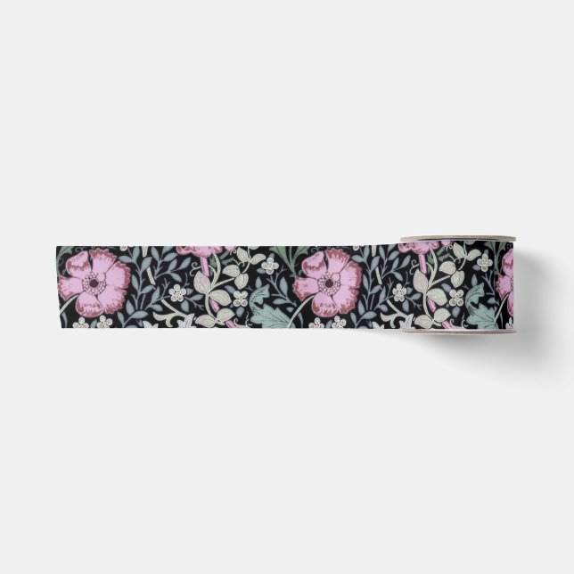 William Morris Mohn Botanical Viktorianisches Tape Satinband (Vorderseite)