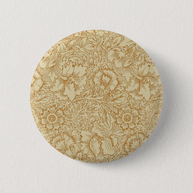 William Morris Mohnblumen-Blumentapete Button (Vorderseite)