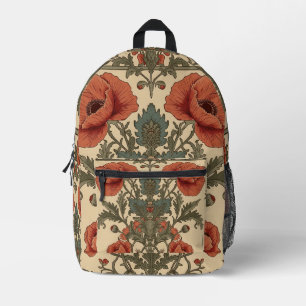 William Morris Mohnblumen im Art Nouveau Stil Bedruckter Rucksack