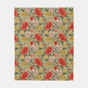 William Morris Mohnblumen im Art Nouveau Stil Fleecedecke