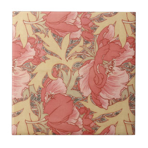 William Morris Mohnblumen im Art Nouveau Stil Fliese