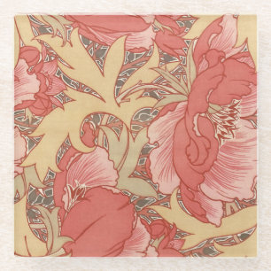 William Morris Mohnblumen im Art Nouveau Stil Glasuntersetzer