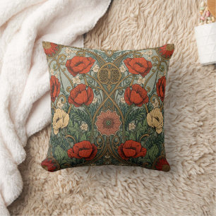 William Morris Mohnblumen im Art Nouveau Stil Kissen