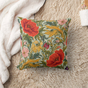 William Morris Mohnblumen im Art Nouveau Stil Kissen