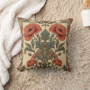 William Morris Mohnblumen im Art Nouveau Stil Kissen