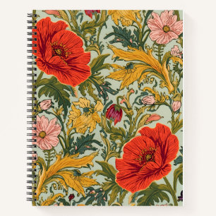 William Morris Mohnblumen im Art Nouveau Stil Notizbuch