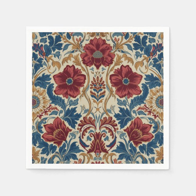 William Morris Mohnblumen im Art Nouveau Stil  Serviette (Vorderseite)