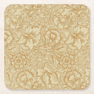 William Morris Mohnblumen Tapete Rechteckiger Pappuntersetzer