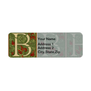 William Morris Monogramm Buchstabe B Floral Rot Gr
