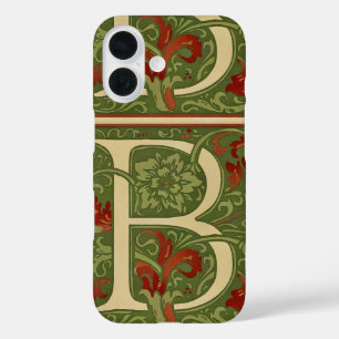 William Morris Monogramm Buchstabe B Floral Rot Gr iPhone 16 Hülle