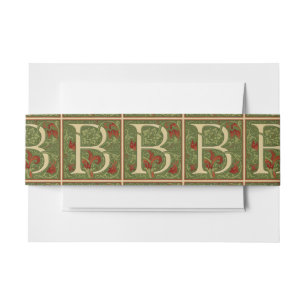 William Morris Monogramm Buchstabe B Floral Rot Gr Einladungsbanderole