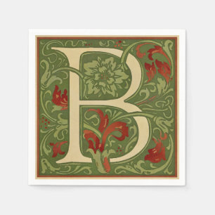 William Morris Monogramm Buchstabe B Floral Rot Gr Serviette