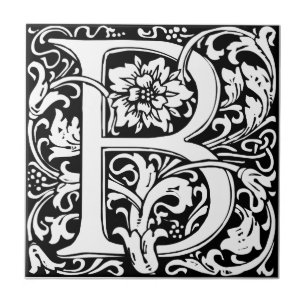 William Morris monogrammierter Buchstabe B Fliese