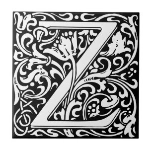William Morris monogrammierter Buchstabe Z Fliese