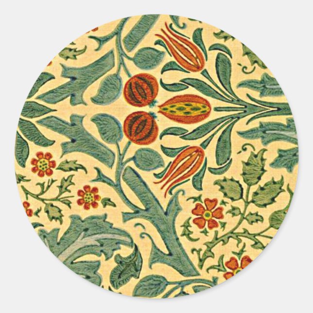 William Morris - Muster der Blume im Herbst Runder Aufkleber (Vorderseite)