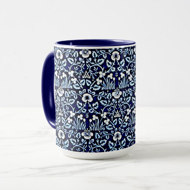 William Morris Muster, Eyebright, Marine und Weiß Tasse (Vorderseite Links)