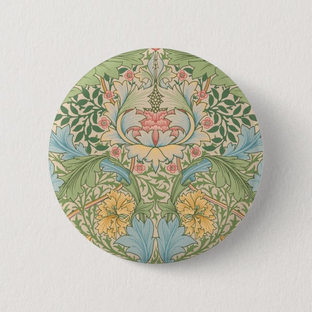William Morris Myrtle Blume Floral Botanical Button (Vorderseite)