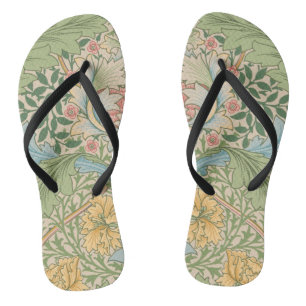 William Morris Myrtle Blume Floral Botanical Flip Flops