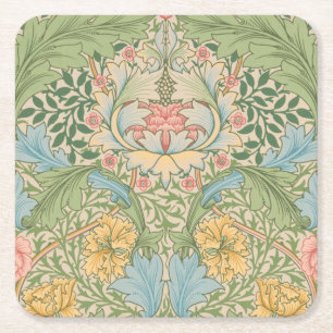 William Morris Myrtle Blume Floral Botanical Rechteckiger Pappuntersetzer
