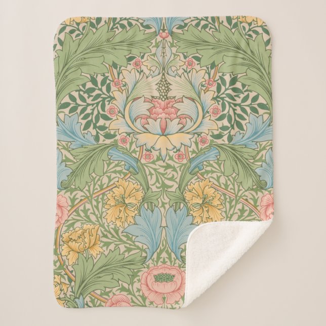 William Morris Myrtle Blume Floral Botanical Sherpadecke (Vorderseite)
