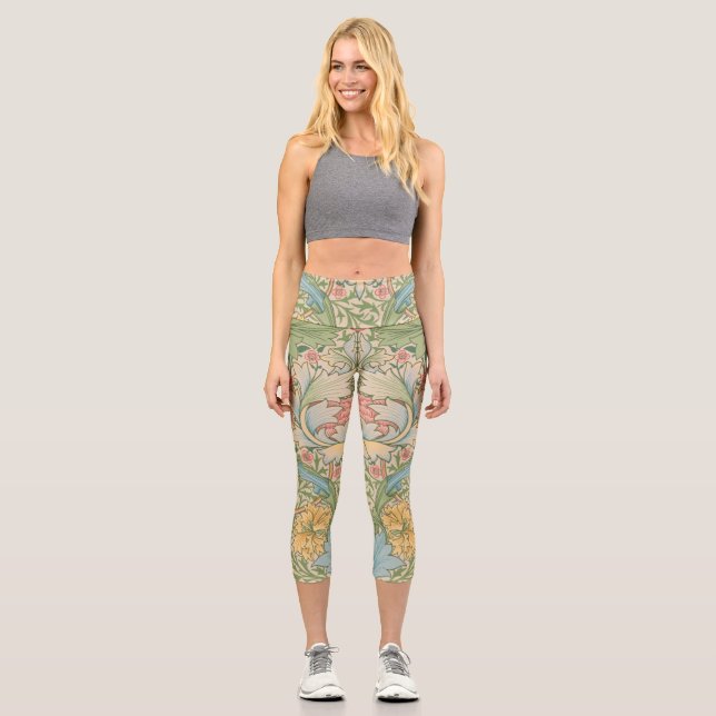 William Morris Myrtle Flower Floral Botanical Capri Leggings (Vorderseite)