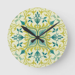 William Morris nahtloses Deckenmuster in Limetteng Runde Wanduhr