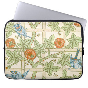 William Morris nahtloses Gitter-Rosen-Vogel-Muster Laptopschutzhülle