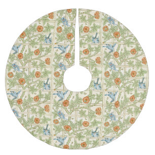 William Morris nahtloses Gitter-Rosen-Vogel-Muster Polyester Weihnachtsbaumdecke