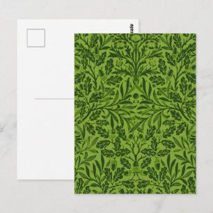 William Morris nahtloses grünes Eichenlaubmuster Postkarte