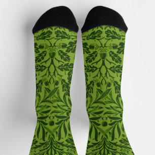 William Morris nahtloses grünes Eichenlaubmuster Socken