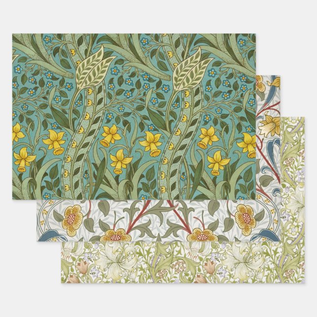 William Morris Narzisse Blumenmuster Klassiker Geschenkpapier Set (Set)