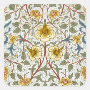 William Morris Narzissen-Blumenmuster Quadratischer Aufkleber