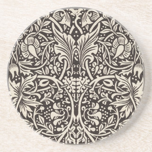 William Morris Narzissen-Blumentapetenmuster Sandstein Untersetzer (Vorne)