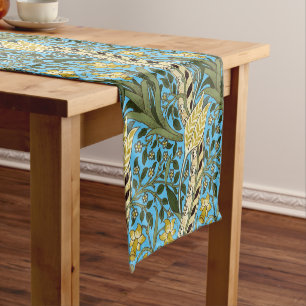 William Morris Narzissen Vintage Blaues Muster Kurzer Tischläufer