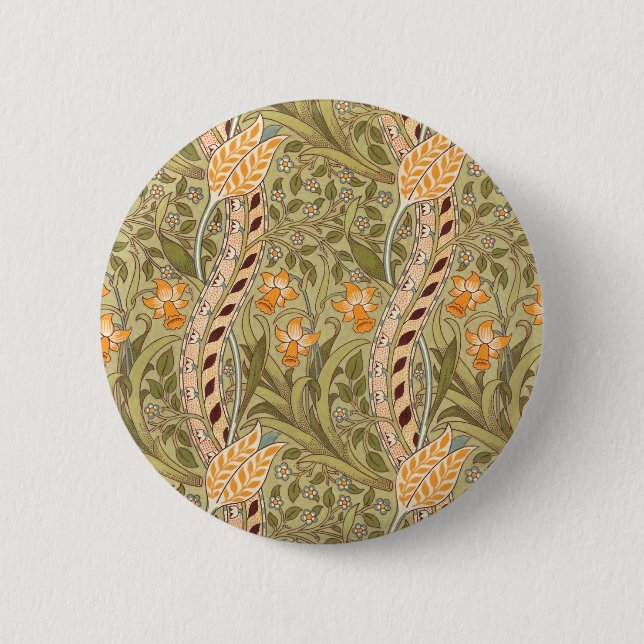 William Morris Narzissengarten-Blumen-Klassiker-Bo Button (Vorderseite)