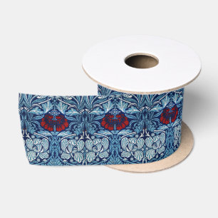 William Morris Navy Blau Tulpen-Rosen-Tapete Satinband