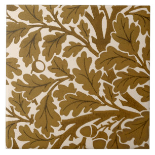 William Morris Oak Blätter, Coffee Brown und Beige Fliese