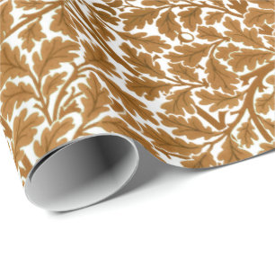 William Morris Oak Blätter, Rust Brown und White Geschenkpapier