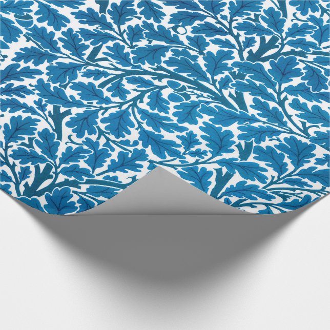 William Morris Oak Blätter, Sapphire Blue und Whit Geschenkpapier (Ecke)