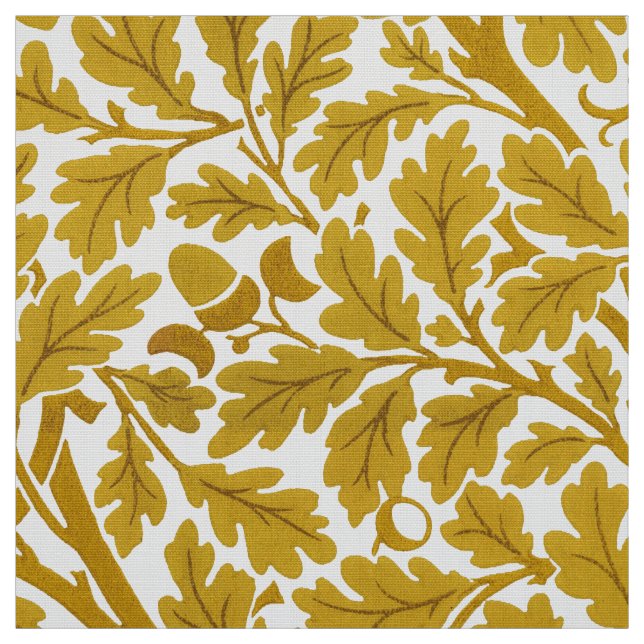 William Morris Oak Blätter, Senf Gelb & Weiß  Stoff (Muster)