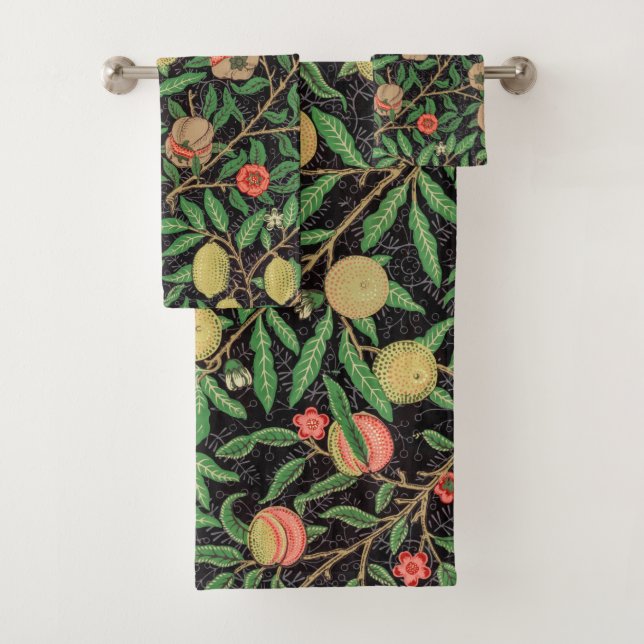 William Morris Obstpomegranat Blumenmuster Badhandtuch Set (Insitu)